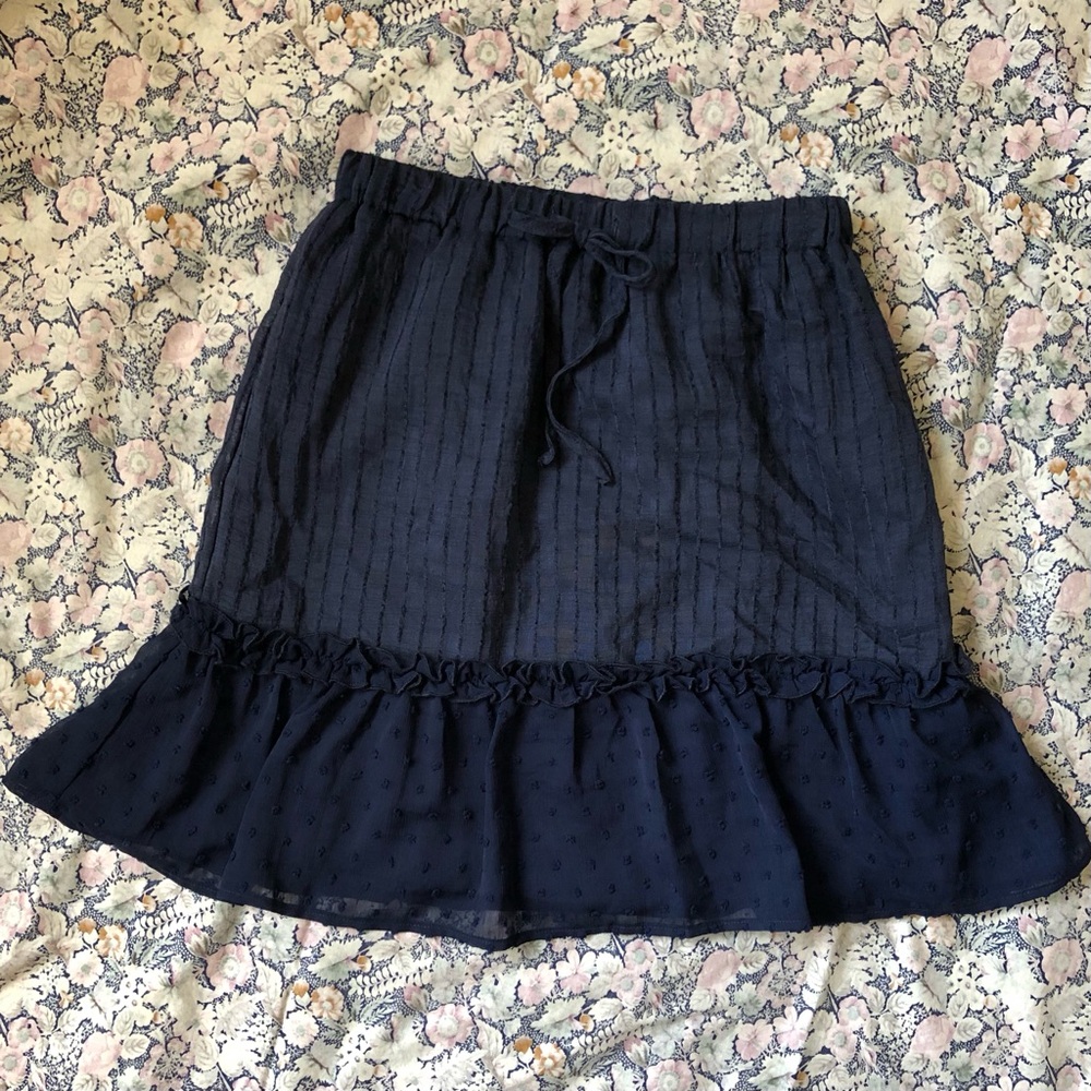 Showpo Navy Ruffle A-Line Skirt Size 0 NWT